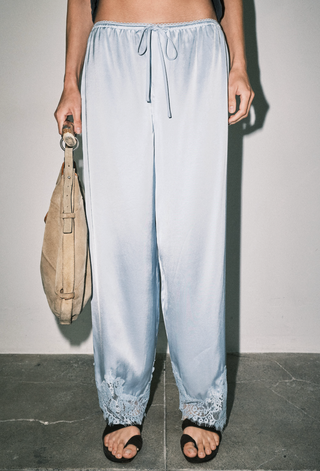 Delilah Lace Detail Pant in Sky Blue