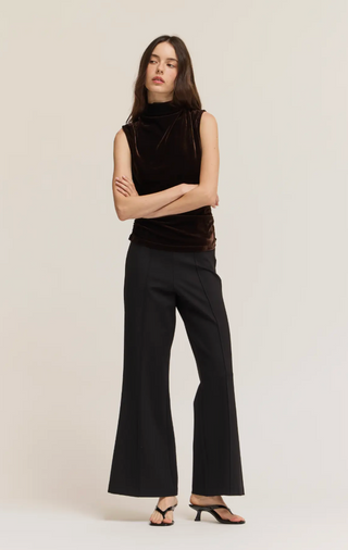 Valerie Dark Chocolate Velvet High Neck Top