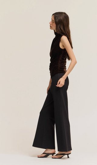 Valerie Dark Chocolate Velvet High Neck Top