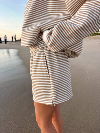 Sunkissed Coconut - Brown and White Big Striped Shorts-option1]-Fashion Pharmacy Boutique-Ada Oklahoma Clothing Store for Women