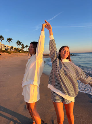 Sunkissed Coconut - Dark Navy Blue and White Big Striped Mockneck Sweatshirt-option1]-Fashion Pharmacy Boutique-Ada Oklahoma Clothing Store for Women