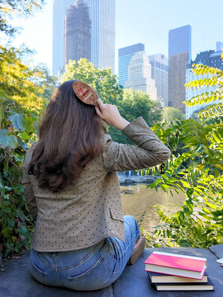 Solar Eclipse - Hand-painted Bow Book Stack Amazing Hair Day Brush | Eco-Friendly