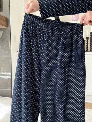 Sunkissed Coconut - Navy Blue Polka Dot Loungewear Pants-option1]-Fashion Pharmacy Boutique-Ada Oklahoma Clothing Store for Women