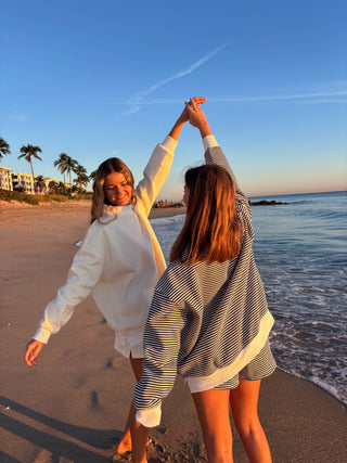 Sunkissed Coconut - Dark Navy Blue and White Big Striped Mockneck Sweatshirt-option1]-Fashion Pharmacy Boutique-Ada Oklahoma Clothing Store for Women