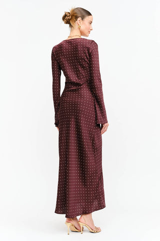 Breanna Burgundy Dot Dress