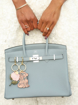 Hand-painted Hydrangea Bag Charm + Keychain | Eco-Friendly
