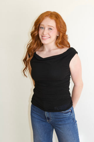 Aurora Drape Top In Midnight Black
