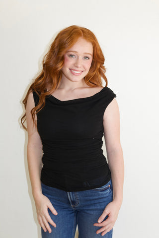 Aurora Drape Top In Midnight Black