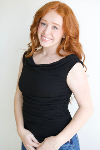 Aurora Drape Top In Midnight Black
