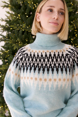 Taylor Faire Isle Knit Turtleneck Sweater