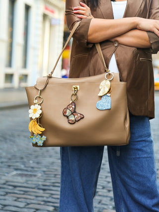 Hand-painted Vintage Daisy Bag Charm + Keychain