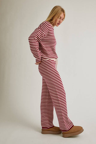 CANDY CREW NECK STRIPE SWEATER & WIDE LEG PANTS