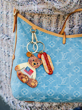 Hand-painted America Hotdog Bag Charm + Keychain | Eco-Friendly