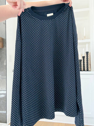 Sunkissed Coconut - Navy Blue Polka Dot Loungewear Long Sleeve Top-option1]-Fashion Pharmacy Boutique-Ada Oklahoma Clothing Store for Women