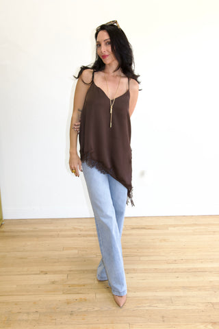 Ava Asymmetrical Tank in Brown