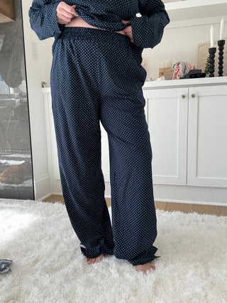 Sunkissed Coconut - Navy Blue Polka Dot Loungewear Pants-option1]-Fashion Pharmacy Boutique-Ada Oklahoma Clothing Store for Women