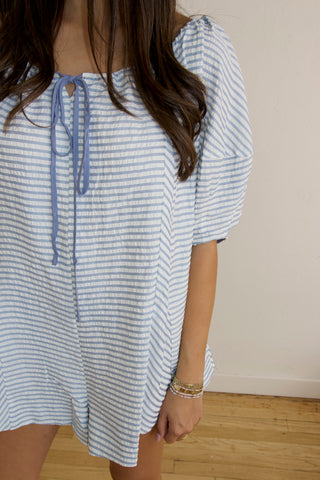 Birdie Blue Striped Romper