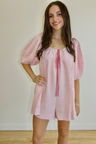Birdie Pink Striped Romper