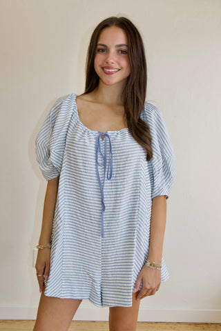 Birdie Blue Striped Romper