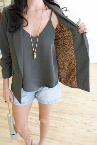 The Carolyn Blazer in Midnight Olive