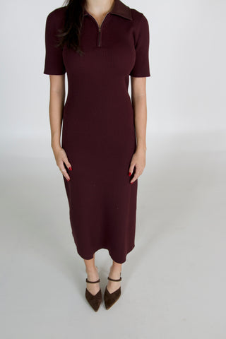 Brookes Faux Leather Collar Knit Dress