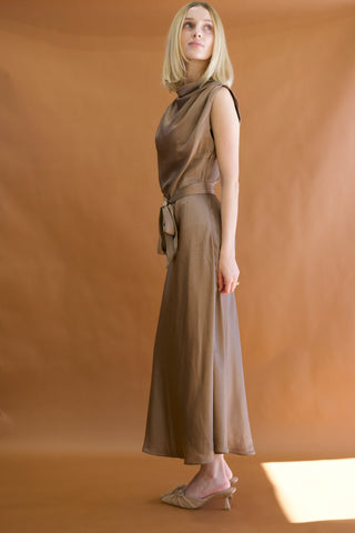 Bella Midi Dress In Taupe