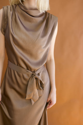 Bella Midi Dress In Taupe