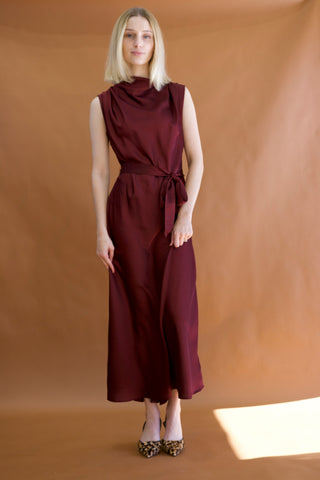 Bella Midi Dress In Burgundy