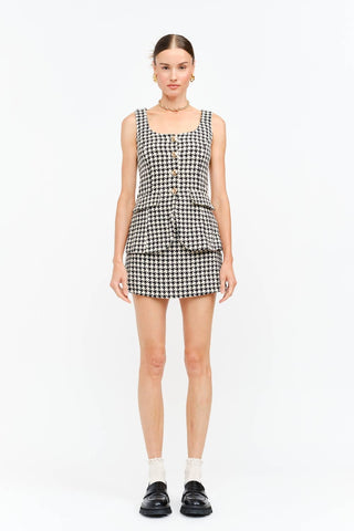 Eloise Houndstooth Romper-Rompers-option1]-Fashion Pharmacy Boutique-Ada Oklahoma Clothing Store for Women