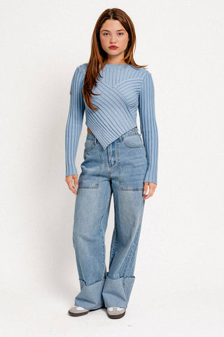 PRIM ASYMMETRICAL HEM SWEATER TOP-Tops-option1]-Fashion Pharmacy Boutique-Ada Oklahoma Clothing Store for Women