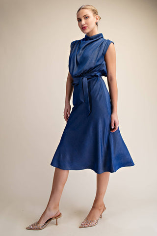 Anne Midi Dress in Indigo