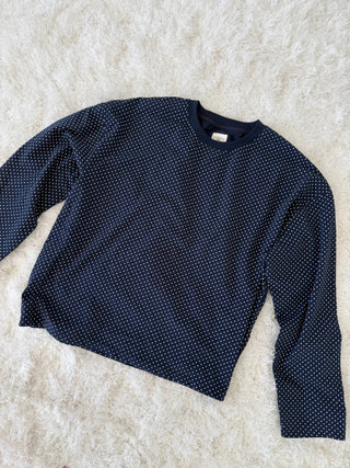 Sunkissed Coconut - Navy Blue Polka Dot Loungewear Long Sleeve Top-option1]-Fashion Pharmacy Boutique-Ada Oklahoma Clothing Store for Women