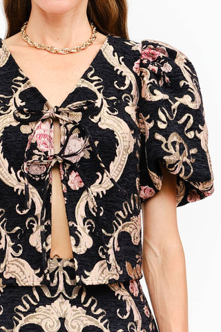 Alorah Puff Sleeve Tie Top