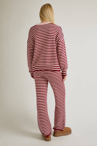 CANDY CREW NECK STRIPE SWEATER & WIDE LEG PANTS