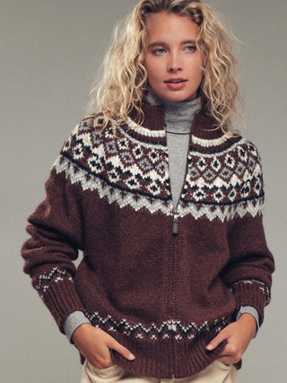Hailey Nordic Zip-Up Wool Blend Cardigan