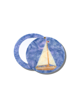 Hand-painted Sail Boat Compact Mirror | Eco-Friendly