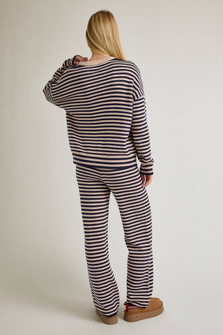CANDY CREW NECK STRIPE SWEATER & WIDE LEG PANTS