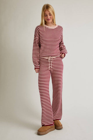 CANDY CREW NECK STRIPE SWEATER & WIDE LEG PANTS