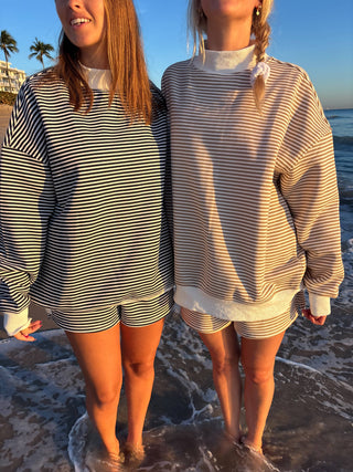 Sunkissed Coconut - Brown and White Big Striped Mockneck Sweatshirt-option1]-Fashion Pharmacy Boutique-Ada Oklahoma Clothing Store for Women