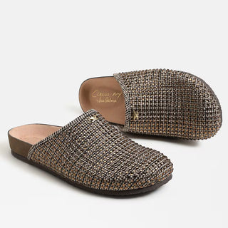 The Sabina Houndstooth Rhinestone Clog