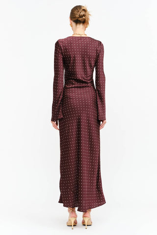 Breanna Burgundy Dot Dress
