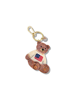 Solar Eclipse - Hand-painted Americana Teddy Bear Bag Charm + Keychain