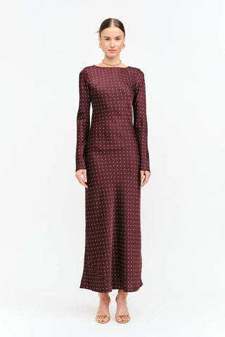 Breanna Burgundy Dot Dress