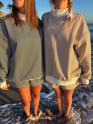 Sunkissed Coconut - Brown and White Big Striped Mockneck Sweatshirt-option1]-Fashion Pharmacy Boutique-Ada Oklahoma Clothing Store for Women