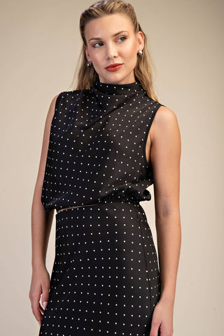 Jackie High Neck Top in Black