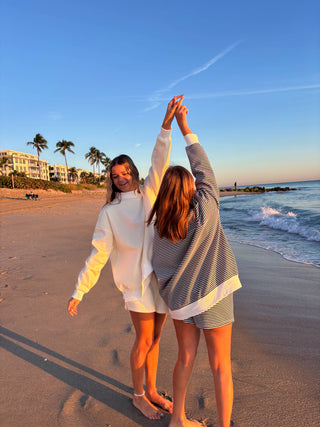 Sunkissed Coconut - Dark Navy Blue and White Big Striped Mockneck Sweatshirt-option1]-Fashion Pharmacy Boutique-Ada Oklahoma Clothing Store for Women