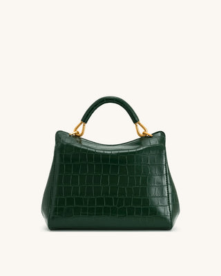 PREORDER- Lucia Classic Top Handbag - Green Croc