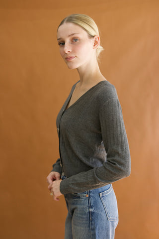 Sarah Charcoal Buttoned Cardigan