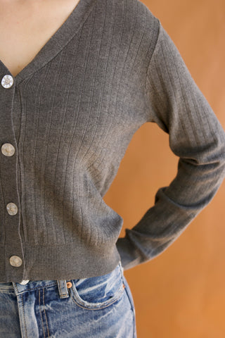 Sarah Charcoal Buttoned Cardigan