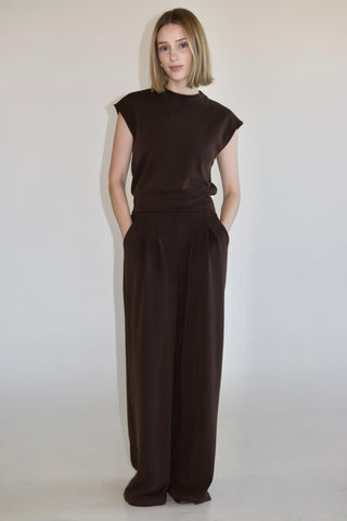 CAP SLEEVE LUXE TANK - ESPRESSO